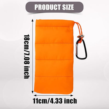 Lyreh Thermal Phone Case with Carabiner, Universal Cellphone Pouch to Prevent Freezing and Overheating, Insulated Warm Phone Cover Bags Extend Battery Life for Outdoor Sports Lovers Gifts (Orange)