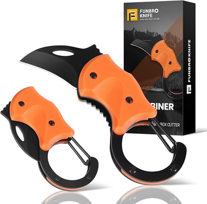FUNBRO Small Pocket Knife for Men, Mini Edc Knives | Cool Folding Knife Box Cutter with 1.34inch Sharp Blade, Great Gift for Men (orange)