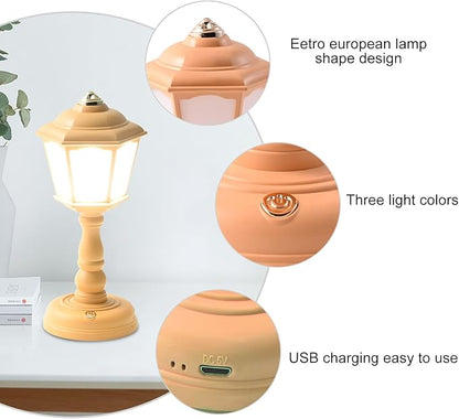 Mini Desk lamp Vintage, LED Desk Lamp Dimmable Table Lamp Reading Lamp with USB Charging Port, Sensitive Control, Eye-Caring Office Lamp,Very Beautiful Decorative Desk lamp (Yellow)