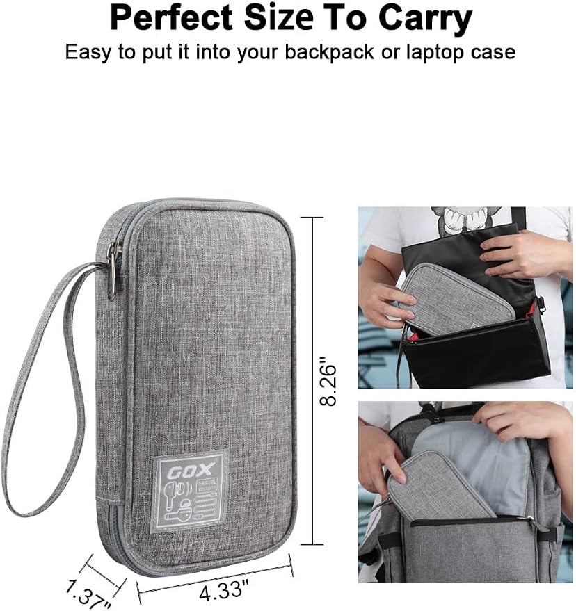 GOX Electronic Cable Organizer Travel Case Tech Pouch