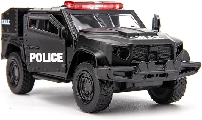 BDTCTK 1/36 Scale JLTV Armored Car Police Car Model, Zinc Alloy Die-Cast Pull Back Vehicles Kid Toys for Boy Girl Gift (Black)