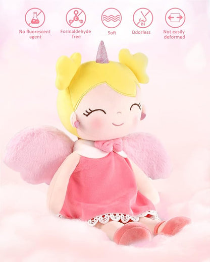 GAGAKU Soft Baby Doll Toys (17'') for Girls, My First Baby Rag Dolls for 1 Year Old Girl Birthday Gift Plush Doll Toys Machine Washable Baby Doll for Toddler Kids Infants - Unicorn Girl with Wings