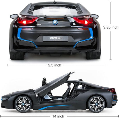 RASTAR Remote Control Car, 1:14 BMW i8 Radio Remote Control Racing RC Toy Car Model Vehicle, Open Doors by RC, MattBlack