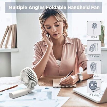EasyAcc Personal Fans Portable Rechargeable, Washable Guard + Powerful + 180°Foldable + Professional ODM Fan + Durable, 4 Speeds Portable Cooling Fan for Travel Outdoor Office