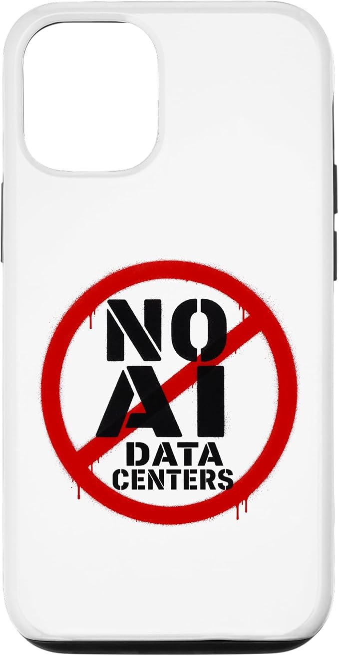 No AI Data Centers – Simple Minimal Spray Paint Style Text Case for iPhone 12/12 Pro