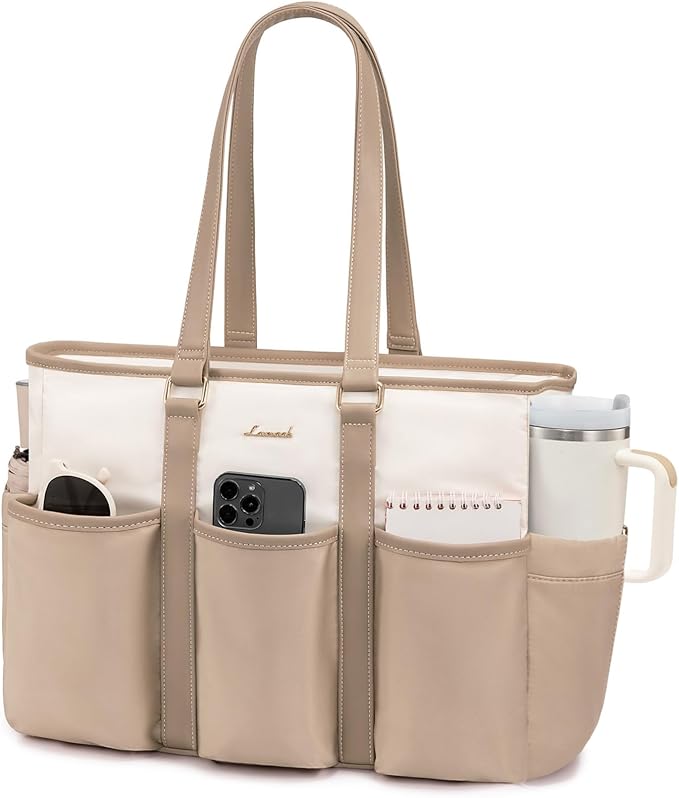 LOVEVOOK Work Tote Bag, 15.6 Inch Laptop Bag for Women Teacher Nurse Mom With Large Cup Holder, Utility Everything Bag For Travel College Daily, Large Computer Purse Handbag, Gift