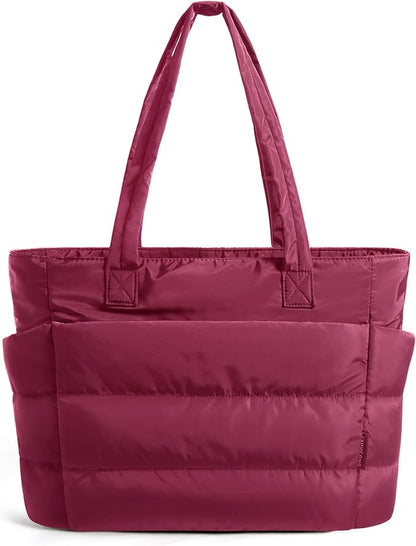 BAGSMART Tote Bag for Women, Lightweight Puffy Tote Bag with Compartments Shoulder Bag Handbag for Travel, Work, Gym | Lightweight