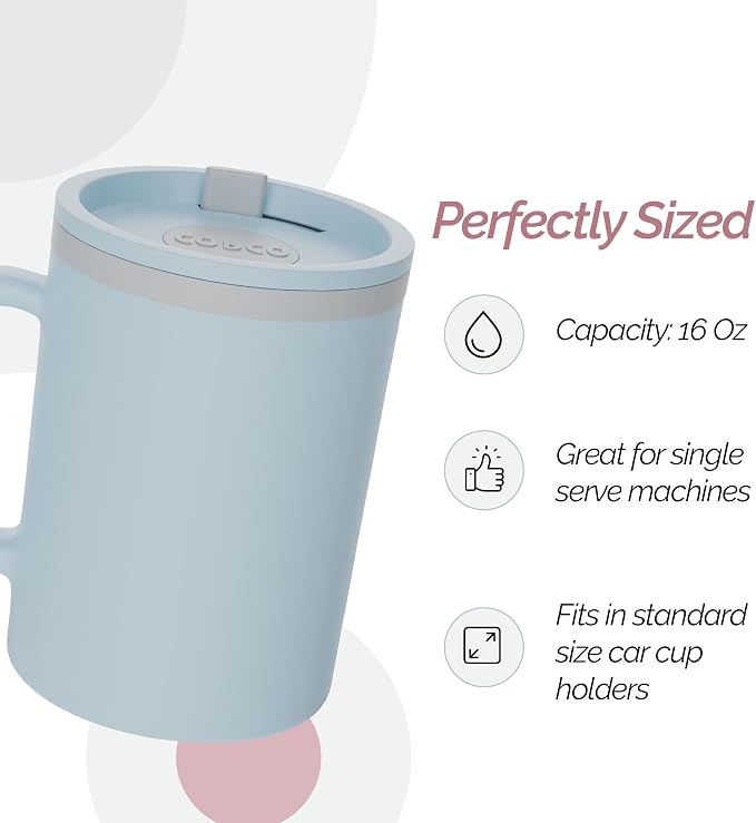 Copco Iconic Desk Mug 16 Oz - Light Blue/Pink, Set of 2