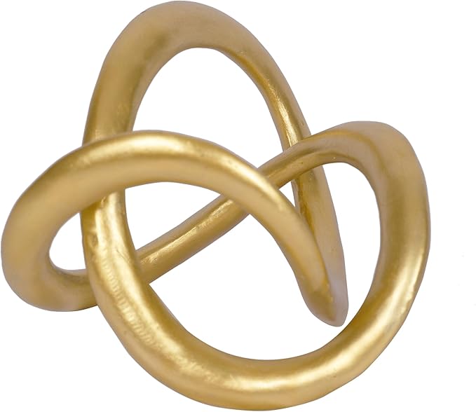 Modern Geometric Round Sculpture Gold Knot Statue Decor Tabletop Sculpture and Figurines Round Decorative Ornaments Knick Knacks Home Decor for Shelves Coffee Table Bookshelf Decoration Gifts