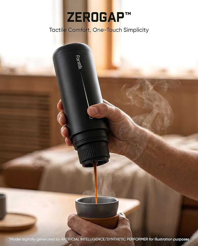 Fanttik Cafein 11 Portable Coffee Machine, 20 Bar Coffee Maker with USB-C | Portable&Compact, 135s Rapid Heating, Golden-Cup Extraction, IP65, 4500mAh*3, Travel, Fishing, Hiking, Party, Gym,Office