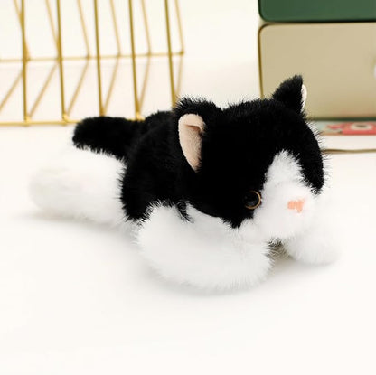 PEACH CAT Cat Stuffed Animal Cute Plushies Small Plush Toys Gifts for Kids Black and White