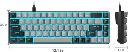 MageGee Portable 60% Mechanical Gaming Keyboard, MK-Box LED Backlit Compact 68 Keys Mini Wired Office Keyboard with Blue Switch for Windows Laptop PC Mac - Grey/Black