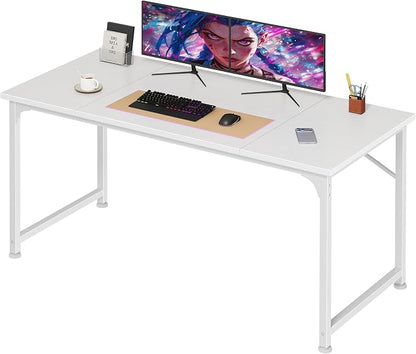 PRAISUN 47 Inch Computer Desk, Home Office Desk with Spacious Desktop, White