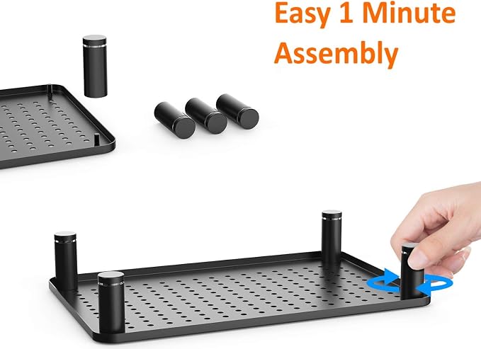 Husky Mounts Monitor Riser Laptop Stand, Adjustable Legs, Stackable, 14.5" x 9.25" x 3.25" Max Height, Matte Black Steel, 1 Stand