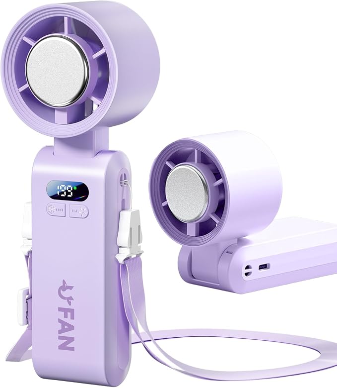 Handheld Fan, Portable Handheld Fan with Ice Function, mini personal fan, Turbo Powerful Rechargeable Fans,1-199 Speed, Foldable, for Women Men Outdoor Indoor travel essentials(Purple)
