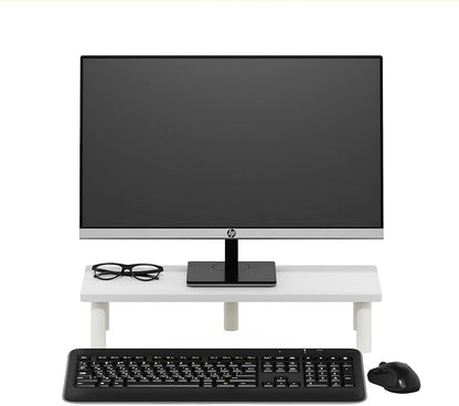 Furinno TURN-N-TUBE Monitor Stand Riser, 23.6"W Rectangle Monitor Riser, Toolless Laptop Stand for Desk, Office Desk Accessories, Desk Organizers and Accessories, For Study Room, Dorm, Plain White