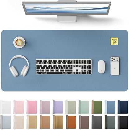 YSAGi Desk Protector&Blotter, Non-Slip Waterproof Leather Mouse Pad | Shields Scratches, Stains, Spills, Heat & Scuffs; Suede Non-Slip; Easy-Clean; Comfy Writing/Typing, 31.5" x 15.8", Blue