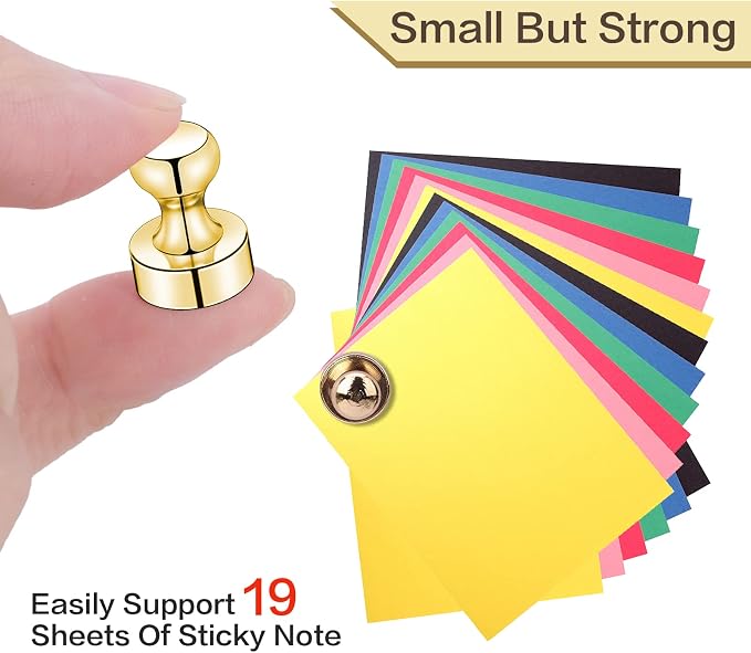 LOVIMAG Fridge Magnets 20Pcs, Magnet for Refrigerator Whiteboard, Gold | Small Strong Neodymium Metal Cute Push Pin for Classroom, Kitchen, Accessories Decorative, Office, Calendar