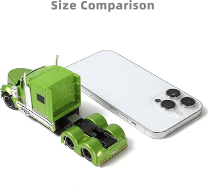 Semi Truck Toy, 1/64 Scale Alloy Metal Diecast Heavy Semi Truck Trailer Head Toy Model, International Lonestar Diecast Tow Traktor Toy Gift for Boy Adult Model Car Collector -Green