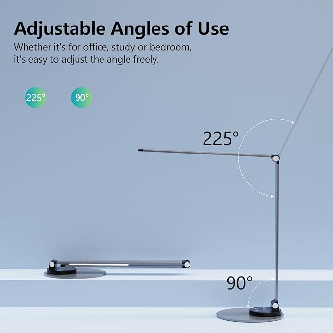 LED Desk Lamp for Home Office, Bright Desk Light Reading Table Lamps Eye-Care Touch Control with USB Charging Port, 3 Color Temperatures, 6 Brightness lighting for Desktop Study
