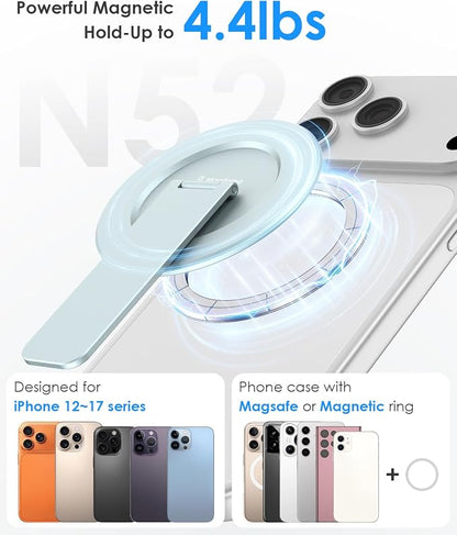 Magnetic Phone Stand for Magsafe, Ultra-Slim Snap-on Phone Holder Kickstand,180° Adjustable Angle Damping Design Cellphone Grip, Blue