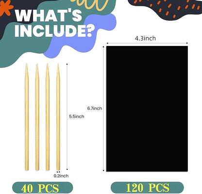 Cityrosy Rainbow Scratch Paper for Kids 160 Pcs Scratch Art for Kids Sets Arts and Crafts Birthday Gifts for 3-12 Years Old Girls Boys Classroom, Party, Games