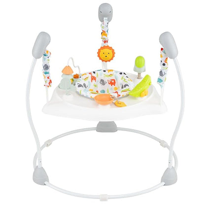 BABY JOY Baby Activity Center, Baby Jumpers and Bouncers with Music, 360° Rotating Seat, 3 Adjustable Heights, Montessori-Inspired Activity Center for Baby 7-15 Months (White)