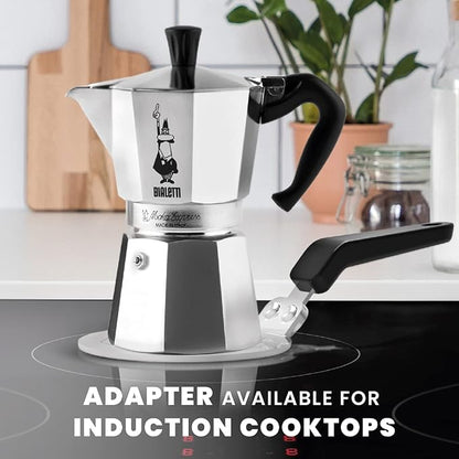 Bialetti - Moka Espress: Iconic Stovetop Espresso Maker, Makes Real Italian Coffee, Moka Pot 6 Cups (6 Oz), Aluminium, Silver