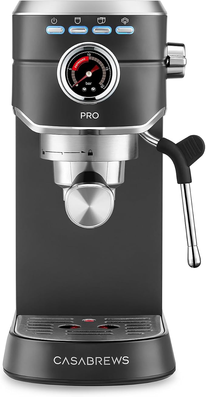 CASABREWS 5418 PRO Espresso Machine, Coffee Maker with Fast Heating System | Brew Ready in 5 seconds, Brews 2+ milk drinks in a row, 20-Bar Pump, Built-in Pressure Gauge, Pro Steam Wand for Lattes