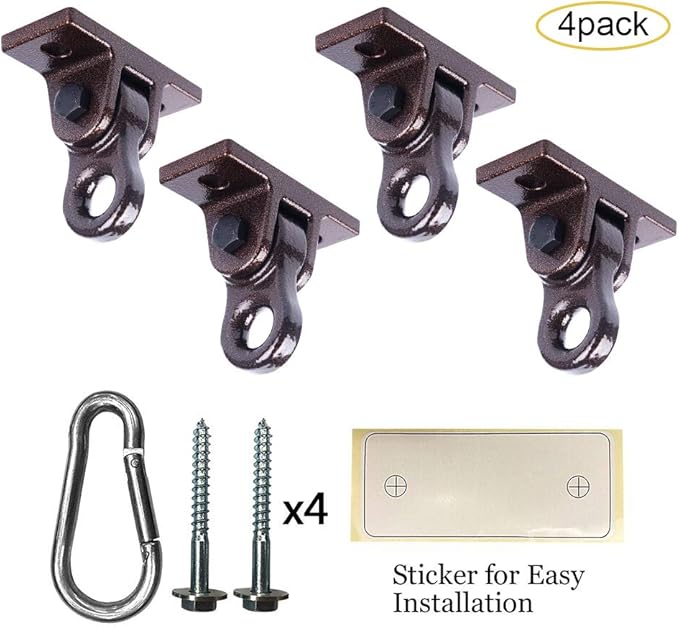 Heavy Duty Bronze Swing Hangers Screws Bolts Included Over 5000 lb Capacity Playground Porch Yoga Seat Trapeze Wooden Sets Indoor Outdoor (4 Pack)
