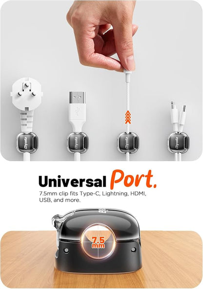 Cable Clips,12 Pack Cord Holder Cord Organizer [1s Lock & Strongest Adhesive] Spring Cord Clips Phone Charger Wire Desk Cable Management Nightstand Home Office School Decor Women Cute Desk Black