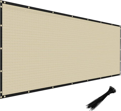 Windscreen4less Privacy Fence Screen Heavy Duty Windscreen Fencing Mesh Fabric Shade Net Cover with Brass Grommtes for Outdoor Wall Garden Yard Pool Deck, 6'x50' Beige