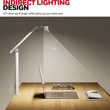 Honeywell HJ1 Sunturalux LED Clamp Desk Lamp 1200LM for Computer | CRI≥97, 4 Color Temps, Eye-Caring, Architect Task Lamp for Workbench, Reading, White