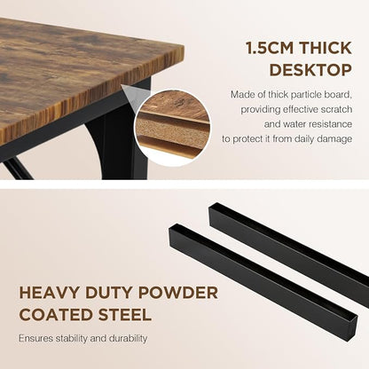 PayLessHere | 47 Inch Computer Desk | Brown | Sturdy Office Desk | Metal Frame, Adjustable Feet | Water-Resistant, Scratchproof Surface | Writing Table for Home Office or Study | Pack of 1
