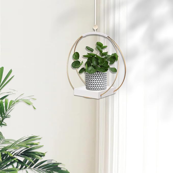 Hanging Planters for Indoor Plants, Plant Hanger with Sturdy Wood Base,Modern Boho Macrame Plant Hanger,Wall Ceiling Window Stands(Plants/Pots Not Included)