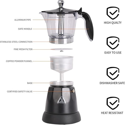 LAOION Cuban Coffee Maker, 6 or 3cup Electric Espresso Coffee Maker | Portable Cafeteras Electricas Modernas, Electric Moka Pot with Detachable Base & Overheat Protection, Coffee Gift