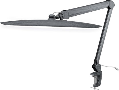 Neatfi XL 2200 Lumens 24W LED Desk Lamp – Shadow-Free Task Lighting | 4-Level Dimming | Home Office & Crafts Use | 20-Inch Wide Head (Gray Wood, Non-CCT with Clamp)