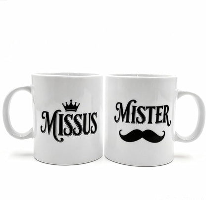Porcelain Engagement Gifts For Couples, 11OZ Mister and Missus Mug Set of 2,Wedding Gifts for Couple, Bride and Groom Newlywed Bridal Shower, His Hers, Mr and Mrs, Christmas Day, Valentines