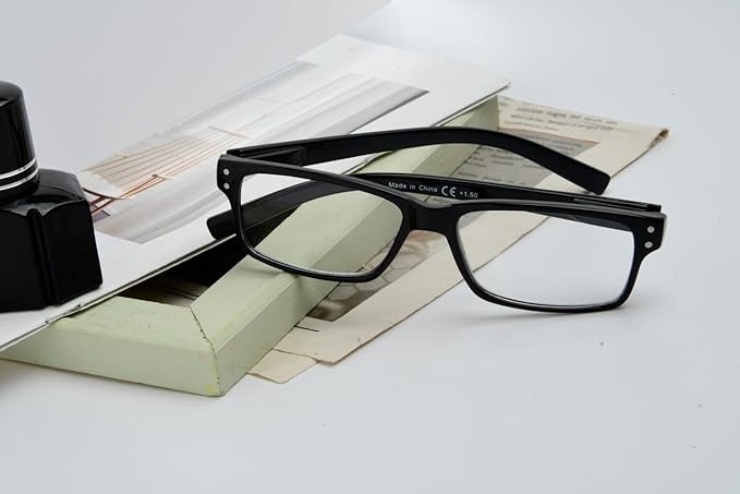 Eyekepper Vintage Reading Glasses for Men - 3 Pack Spring Hinges Classic Readers - Black Frame +2.00