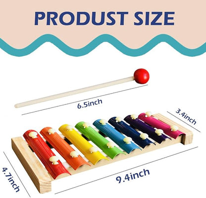Xylophone for Toddlers, Baby Xylophone with 2 Safe Wooden Mallets and 8 Diatonic Keys, Toddler Musical Instruments Toys for Educational & Preschool Learning