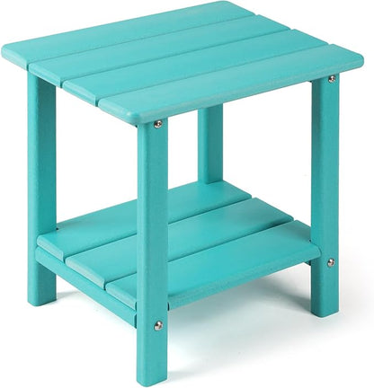 Adirondack Outdoor Side Table, 2-Tier Sturdy Patio End Table Weather Resistant, 16.5" Solid Side Table for Patio, Pool, Porch