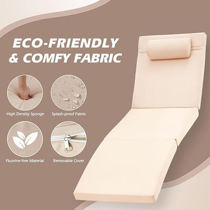 Chaise Lounge Chairs Outdoor Set of 2, Comfy Outside Wicker Patio Pool Lounge Chair w/ 5 Adjustable Back Angle, Cup Holder, Thicken Cushion