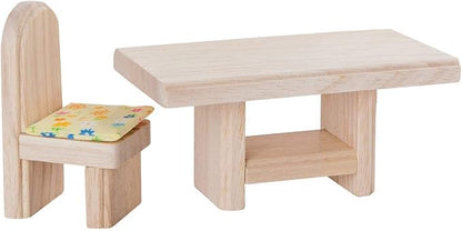 PlanToys® Dining Room Classic Set | Montessori Small World and Family Role Play | Eco Friendly Wooden Dining Room Furniture for Imaginative Play
