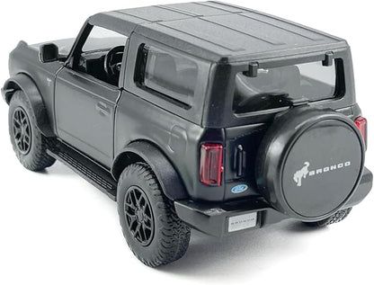 2-Door Bronco Badlands Model Car 1/36 Scale Diecast Toy Cars Metal Alloy Children’s Vehicles, Pull Back Doors Open, Black Rim, Mens Collection, Kids Toys for Boys Gifts, Cake Topper Home Décor, Black