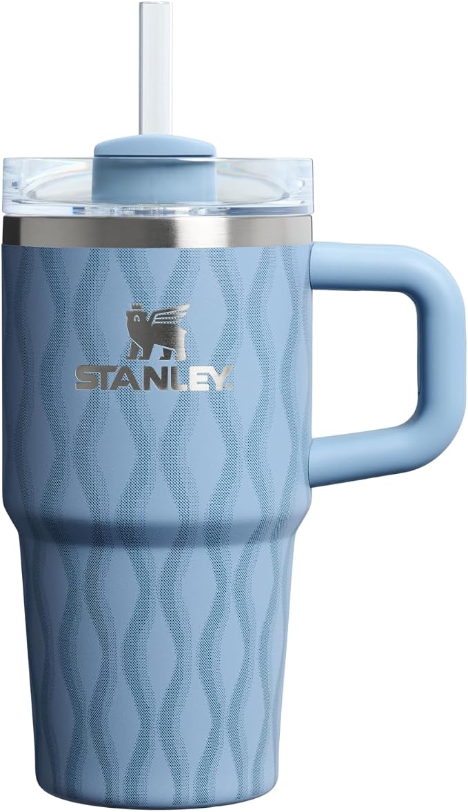 STANLEY Quencher H2.0 Flow State Tumbler, 20 oz, Slate Blue Drift | Handle and Straw | 3-Position Lid | Cup Holder Compatible for Travel | Insulated Stainless Steel Cup | BPA-Free
