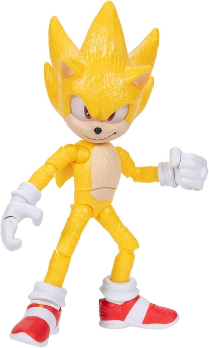 Sonic The Hedgehog 3 Movie Action Figures - 5-Inch Super Sonic The Hedgehog Collector Toy Figure, Highly Articulated for Boys & Girls - Officially Licensed 3 Movie Product
