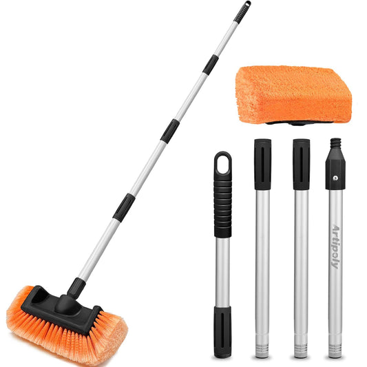 ARTIPOLY 65 Five-Sided Car Wash Brush with Extension Pole, Car Wash 12 Dip Soft Five-Sided Brush, No Scratch Car Cleaning Brush