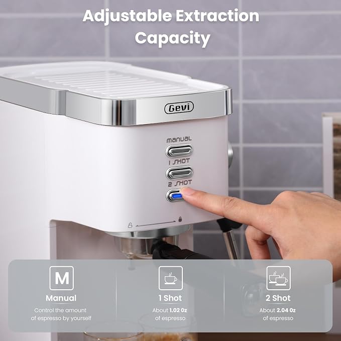 Gevi 20 Bar Compact Espresso Machine with Milk Frother for Latte&Cappuccino | Budget under$150; Removable Water Tank; Produce Good Crema; Include Necessary Accessories; Can Make Americanos; Easy to Clean