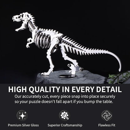 Microworld 3D Metal Puzzle, Dinosaur 3D Puzzle for Adults, Steel Warcraft Collection Challenge DIY Animal Art Craft Decoration Mini Puzzles for Teens - Tyrannosaurus Rex