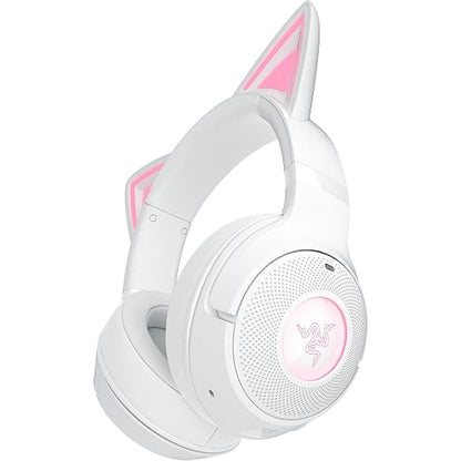 Razer Kraken Kitty V2 BT Wireless RGB Headset, White | Chroma RGB Kitty Ears & Earcups, Bluetooth 5.2, 40 mm Drivers, Noise-cancelling Mics, Lightweight, USB-C, 40 Hr Battery